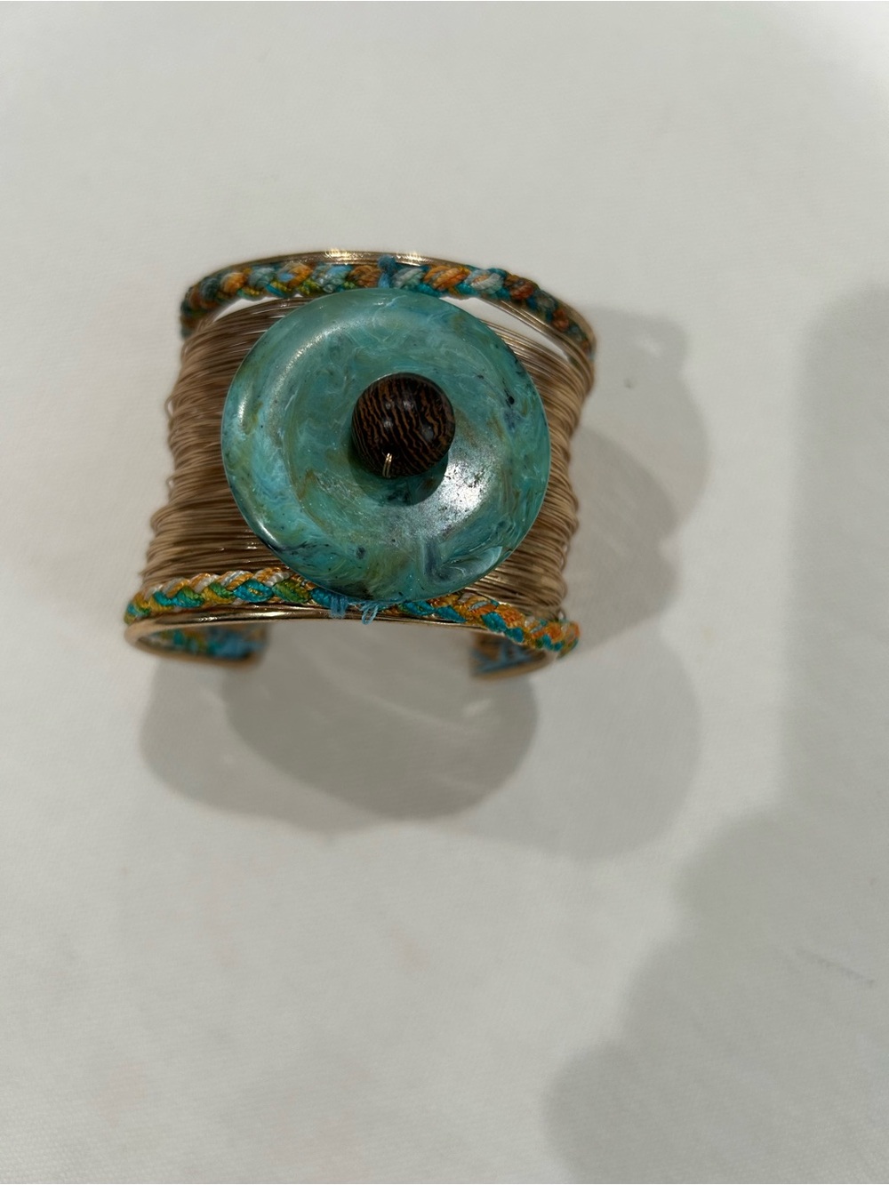 Artisan Turquoise Resin & Braided Wire Cuff Bracelet - Turquoise